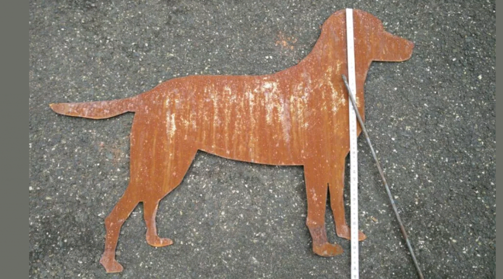Edelrost Hund Garten Hund Rost FigurenGartenDeko Metall Gartenstecker