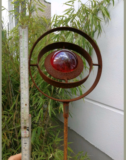 Gartenstecker Rost Beetstecker Garten Glaskugel Glasdeko H115*14cm